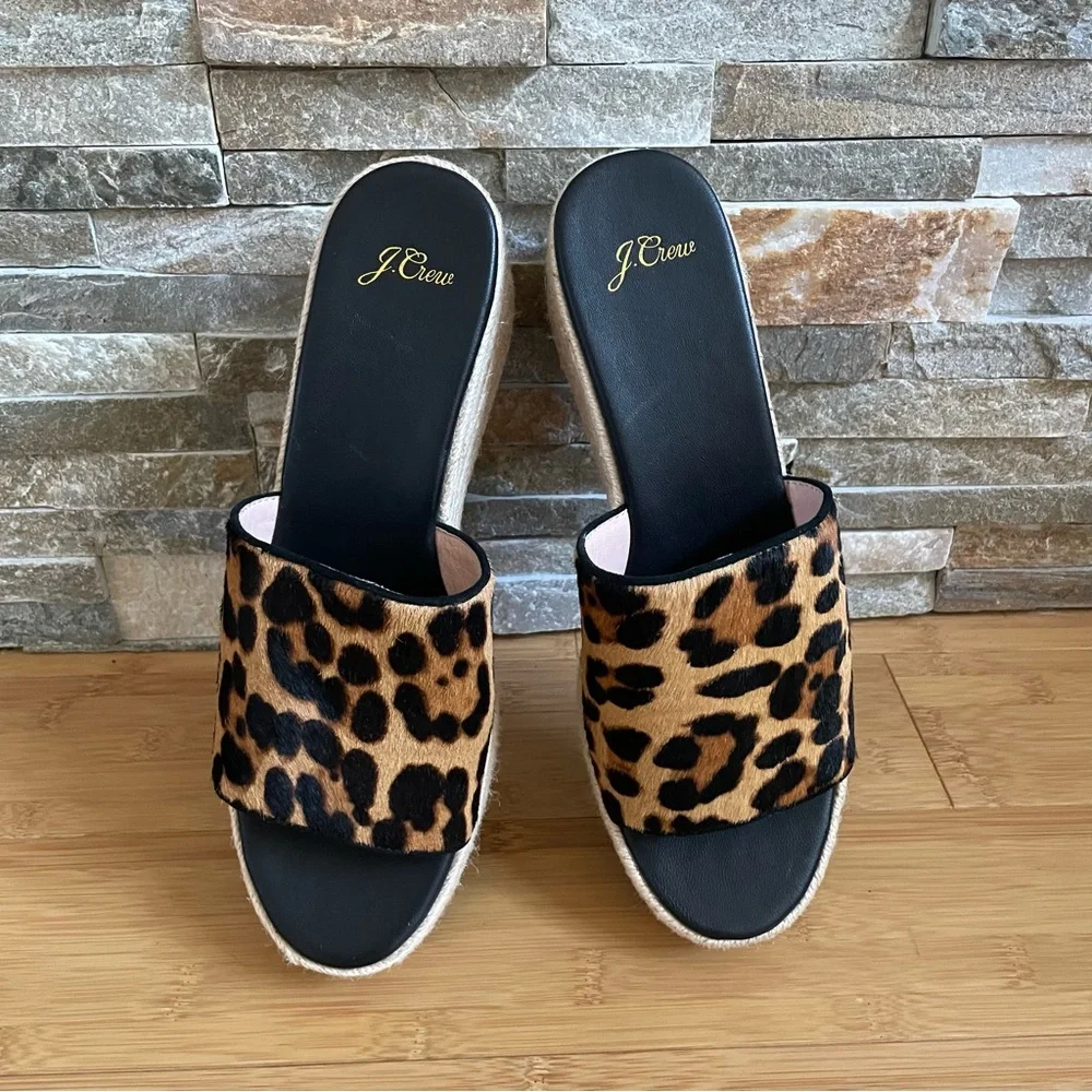 NEW J. Crew Calf Hair Camilla Espadrille Slide Sandals